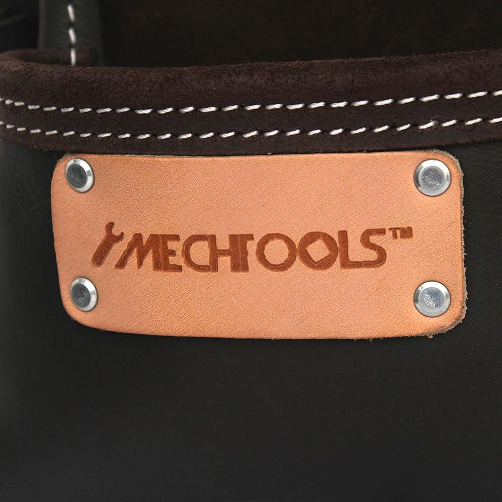 Mechtools Ceinture à outils de construction, tablier de travail, pochette à outils, sac à outils, cuir tanné à l'huile : Bricolage