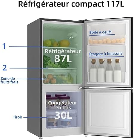 CHiQ Réfrigérateur congélateur combiné 356L, inox