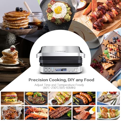 AMZCHEF Gril contact multifonction 4-en-1 2000W avec plaques