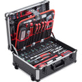 Meister Chariot à outils 156 pièces - Ensemble d'outils - Avec roulettes - Poignée télescopique / Mallette à outils professionnelle remplie / Boîte à outils roulante / 8971440 : Bricolage