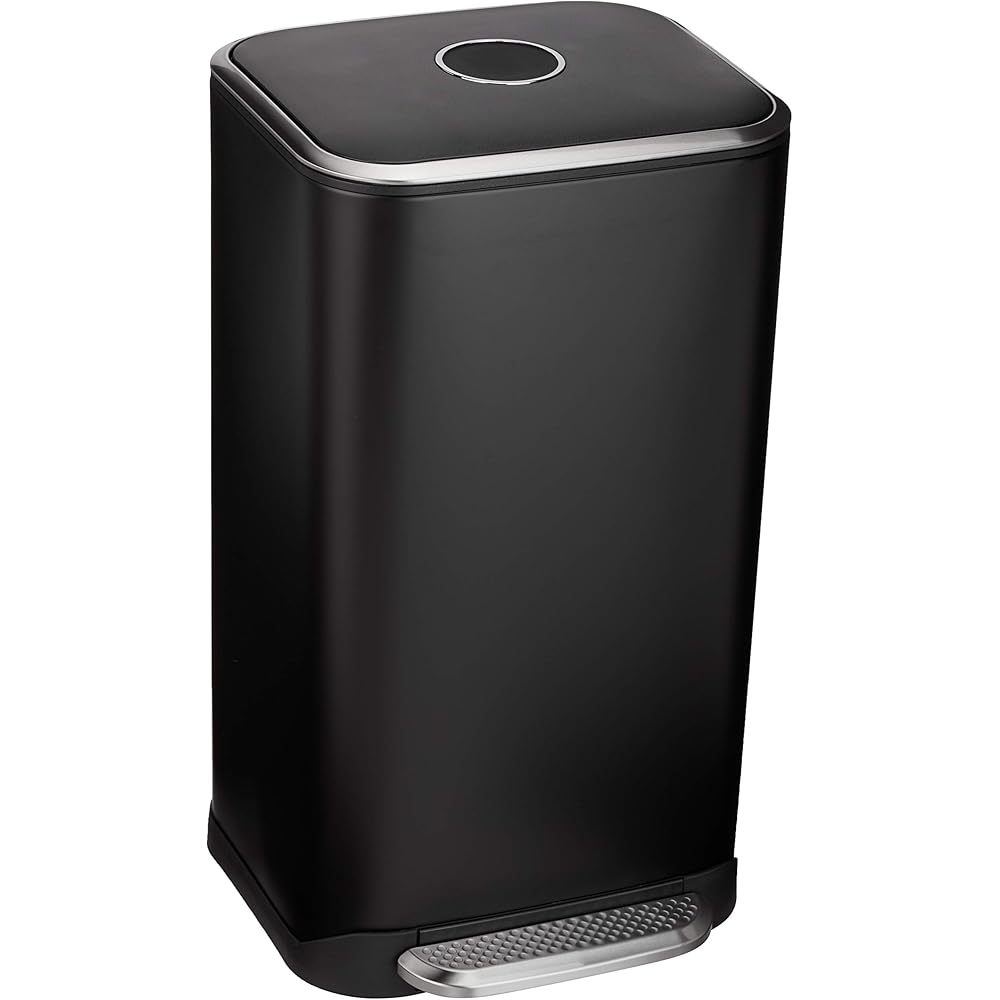 Amazon Basics Poubelle rectangulaire à fermeture douce - 32 l, noir : Cuisine et Maison