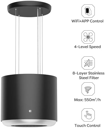 Ciarra Hotte aspirante îlot 48cm, wifi, 700 m³/h