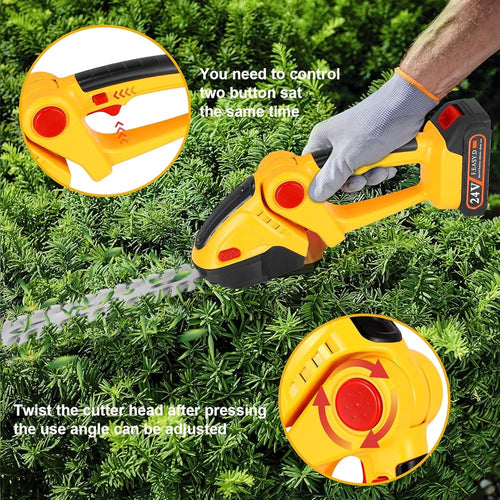 2 en 1 Taille Haie Electrique sans Fil, 24V Cisaille à Gazon sur Batterie Rechargeable avec 2 Lames et Chargeur, 2*Batterie 1500 mAh, Coupe Haie sans Fil pour Arbustes, Jardin, Gazon, Pelouse : Jardin