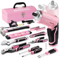 WORKPRO Caisse à Outils Complete Rose 73 Pièces avec Tournevis sans Fil 3,7 V, Boîte à Outils Complete avec Boîte en Fer Portable, Mallette à Outils pour Réparation Dommestique ou de Travail : Bricolage