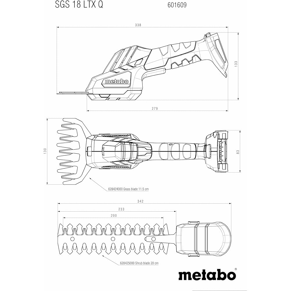 metabo Taille-Herbe, Sculpte-Haies sans Fil 601609850 sans Batterie 1 pc(s), Noir, Medium : Jardin