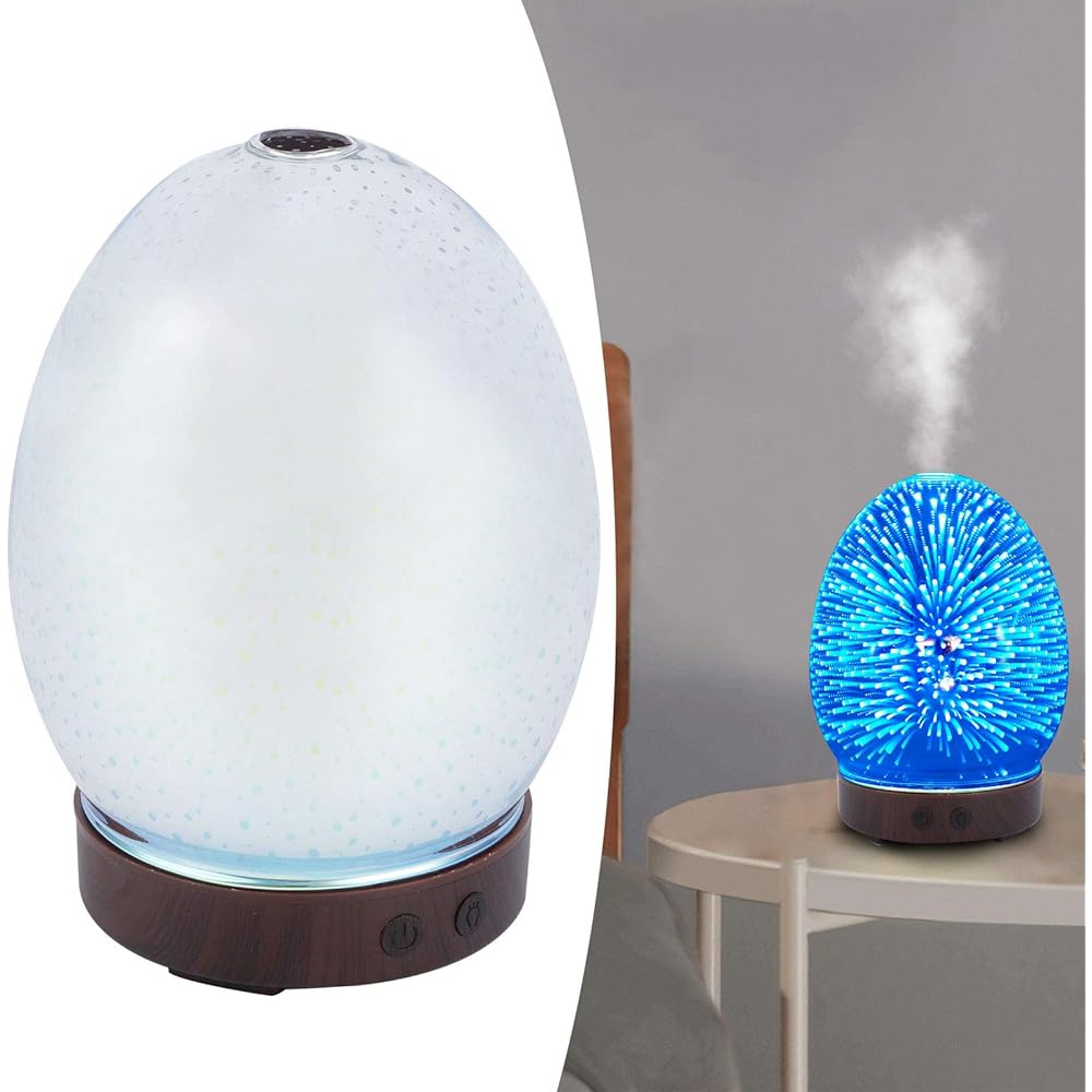 Diffuseur D'huiles Essentielles 100 Ml Diffuseur D'huiles D'aromathérapie Grande Pièce 3D Aroma Diffuseur De Brume Fraîche Avec 7 Couleurs Changées LED Pour Bureau à Domicile SPa Yoga EU Plug : Hygiène et Santé