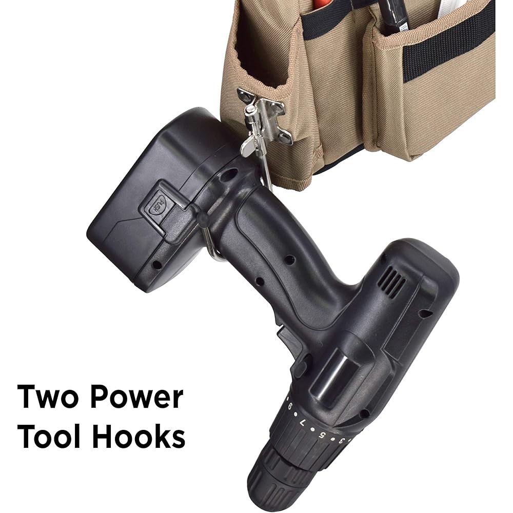 Jackson Palmer Ceinture à outils professionnelle Comfort-Rig avec bretelles réglables (poches amovibles et 2 crochets électriques) – Marron clair et noir : Bricolage