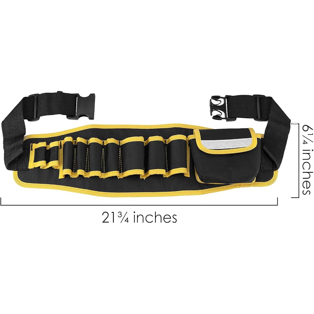 TOCCOOL Lot de 4 ceintures à outils, 9 emplacements, 1 sac à outils de poche avec boucle réglable, lot de rangement d'outils d'électricien multifonction pour tournevis, marteau, clé, pince à perceuse : Bricolage