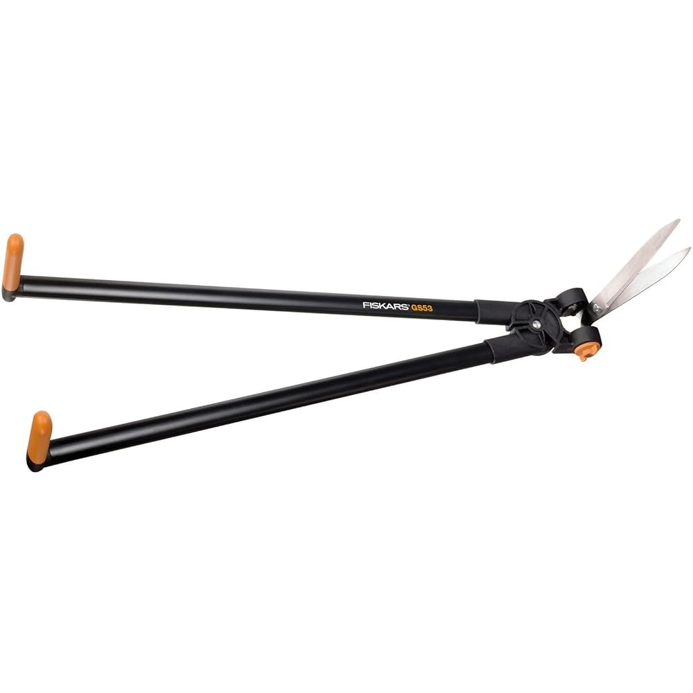 Fiskars Cisaille à Levier multifonctions pour haies & gazon, Portée max.: 2,5 m, Noir/Orange, PowerLever, GS53, 1001565 : Jardin