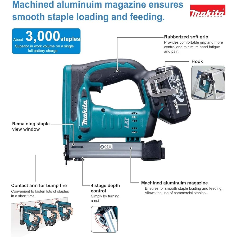 Agrafeuse 18V LXT Li-Ion (Machine seule) en MAKPAC - MAKITA DST221ZJ : Bricolage