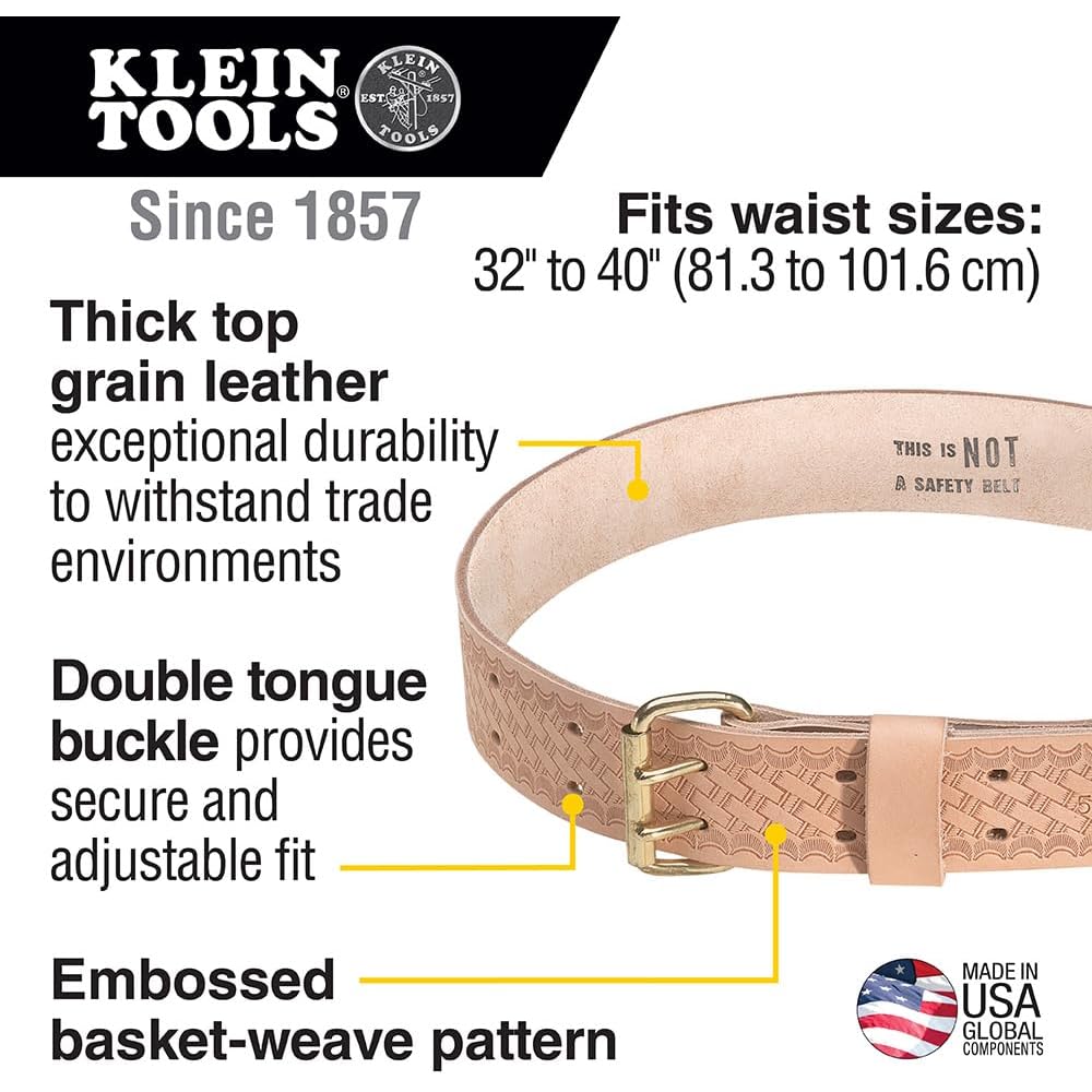 Klein Tools 5415l robuste en relief Cuir Outil Ceinture, 5415S : Mode