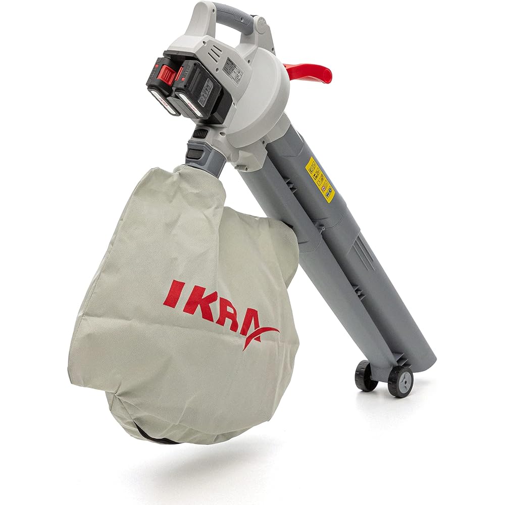 Ikra Aspirateur-souffleur à batterie ICBV 2/20, 2x batteries, 1x double charger rapide, 2x sac de ramassage inclus : Jardin
