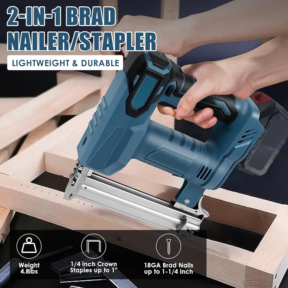 Agrafeuse électrique sans fil compatible avec batterie au lithium Makita 18 V, 100 W, pour bois, avec 500 clous et 500 agrafes : Bricolage