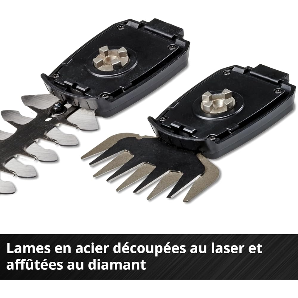 Einhell Cisaille à gazon taille-buissons sans fil GE-CG 18/100 Li T Kit Power X-Change (18 V, manche télescopique, acc. coupe-herbe 100 mm, acc. taille-buissons 200 mm, avec batterie 2,5 Ah +chargeur) : Jardin