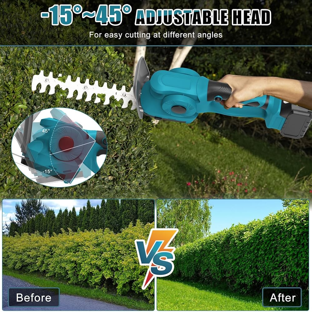 WingFly Cisaille à Gazon et Arbustes sans Fil Compatible avec Batterie Makita 18V, Taille-haie 2 en 1 pour Jardins et Cours (Longueur de Coupe 130 mm et 220 mm, sans Batterie) : Jardin
