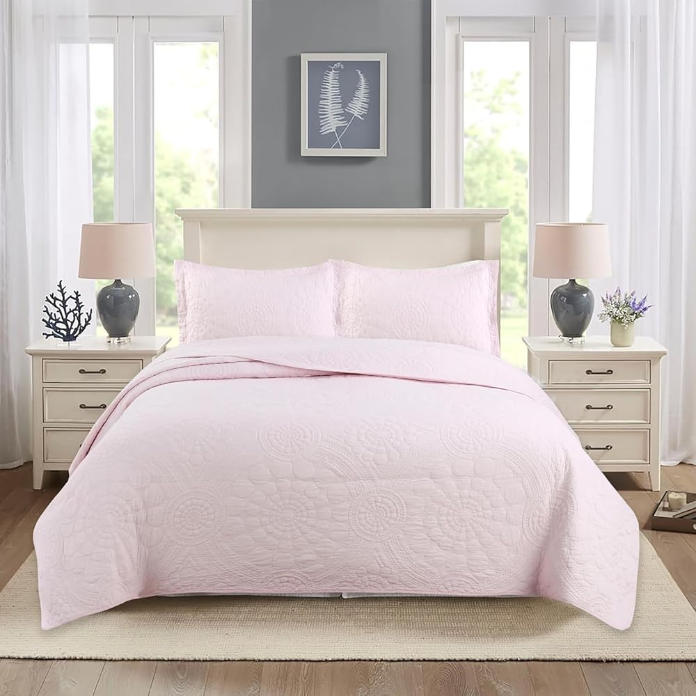 ELzEy Couvre-Lit 2 Personnes 240 x 260 cm, Coton 100%, Blanc, Taille Standard, Doux et Confortable : Cuisine et Maison