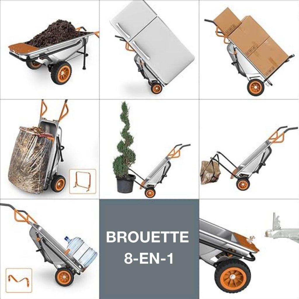 WORX Brouette 8 en 1 WG050 chariot à roulettes