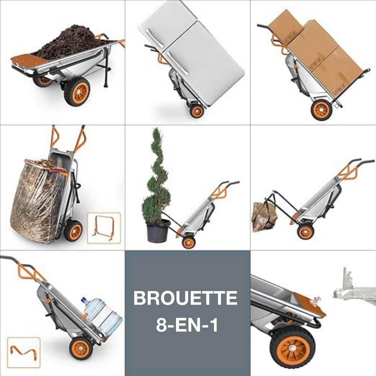 WORX Brouette 8 en 1 WG050 chariot à roulettes
