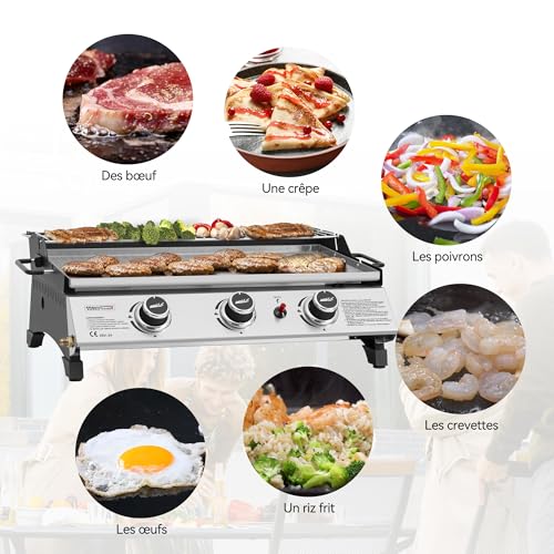 Royal Gourmet Plancha gaz inox 3 brûleurs