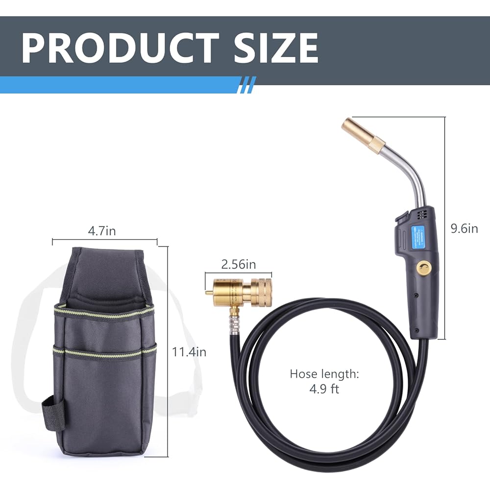 TAUSOM Torche au propane avec étui, déclencheur, bouton réglable, kit de brasage et de soudure : Bricolage
