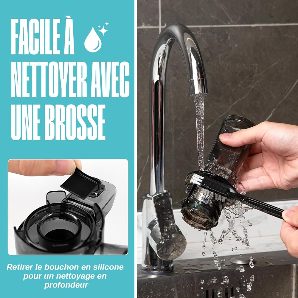 Ventray Ginnie Extracteur de Jus - Slow Juicer Pression Douce 60 Tours, Presse à froid, Fonction de Mastication Inversée, Extracteur de Jus de Fruits et Légumes Sans BPA, Facile à nettoyer, Blanc : Cuisine et Maison