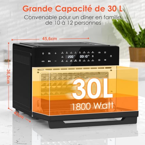 LLIVEKIT Friteuse sans huile XXL 30L avec fonction rôtisserie