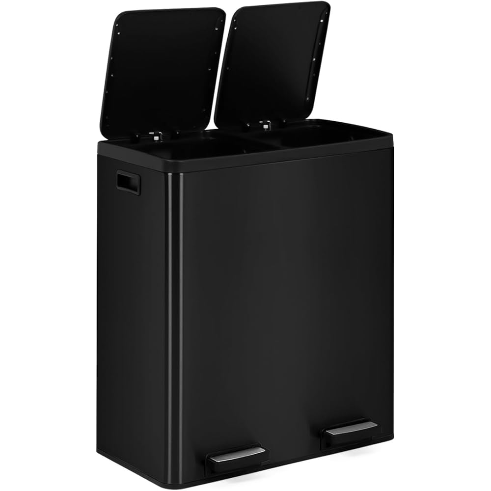 IDMarket Poubelle de Tri Sélectif 2x30L Noir