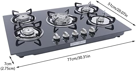 Biniliubi Table de cuisson gaz 5 feux vitrocéramique