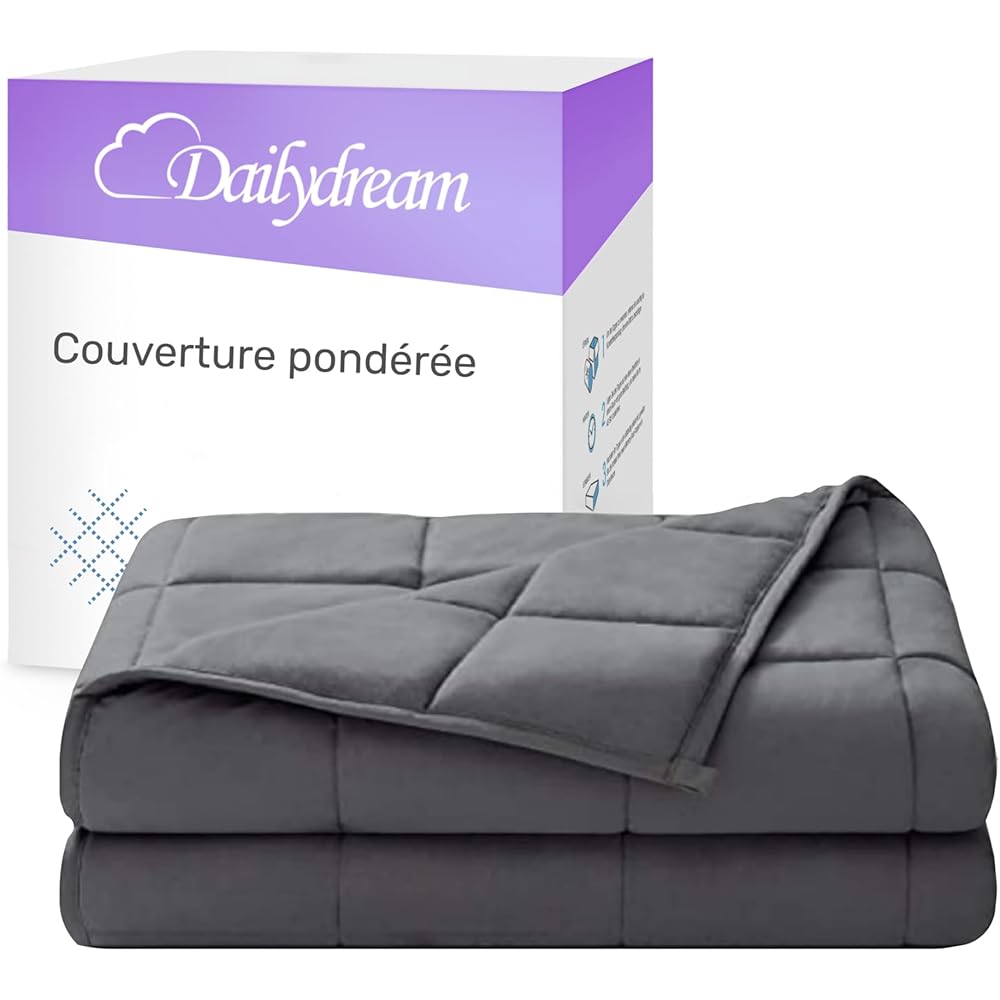 Dailydream Couverture lestée thérapeutique en Coton, 4,5 kg pour Adulte, 135x200 cm, Gris : Cuisine et Maison