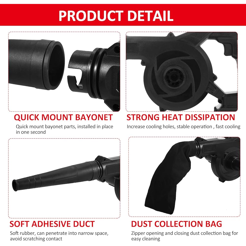 Karlak Souffleur à feuilles sans fil 21 V 4,0 A Lithium 2 en 1 Balayeuse et aspirateur souffleur d'air électrique d'ordinateur Kit d'outils électriques de jardin avec tuyau d'aspiration : Jardin