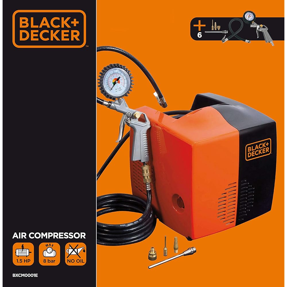 BLACK+DECKER Compresseur portatif, Noir, BD 195 CUBO : Bricolage