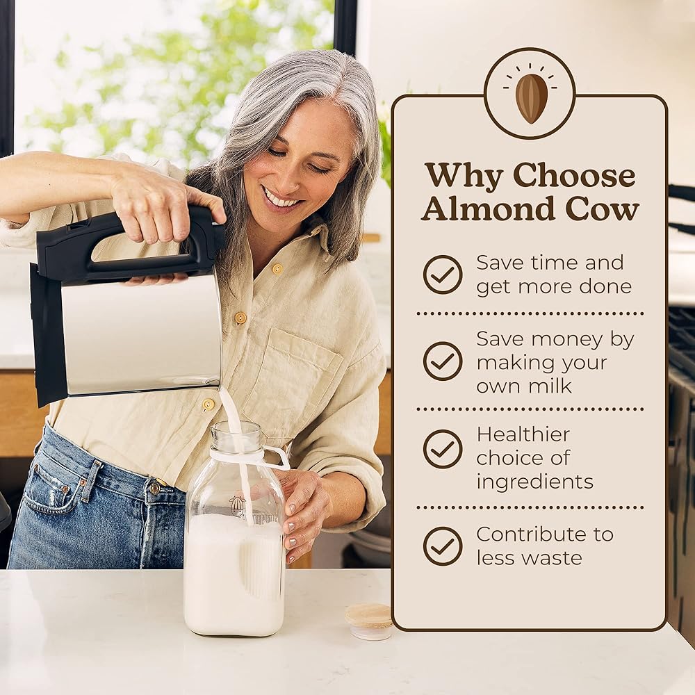Almond Cow Machine à lait, machine à lait à base de plantes pour lait d'amande fait maison sans produits laitiers, lait de soja, lait d'avoine, lait de noix de coco, fait 5 à 6 tasses par lot, 220 V : Cuisine et Maison