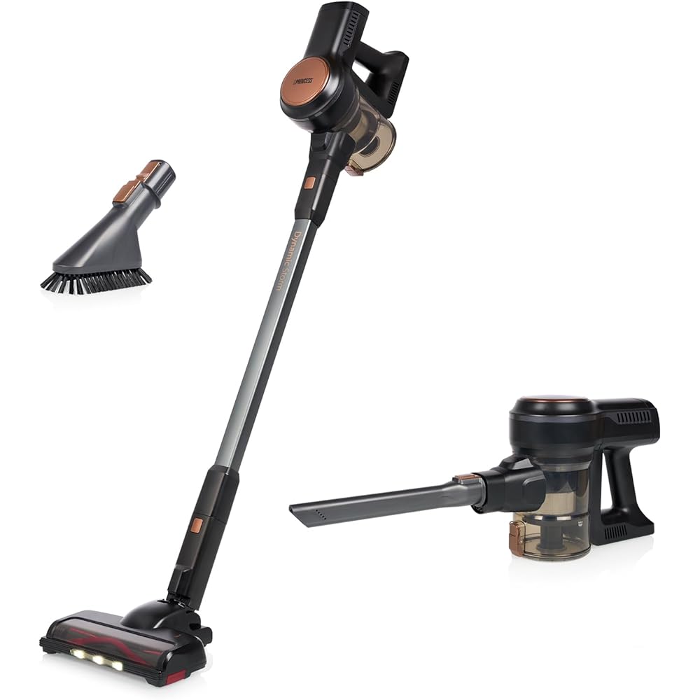 Princess aspirateur Dynamic Storm – Moteur brushless Puissant – Vidange du réservoir hygiénique – Autonomie : 30 Min – Brosse motorisée à LEDs – Stationnement Stable – Accessoires Inclus – 339390 : Cuisine et Maison