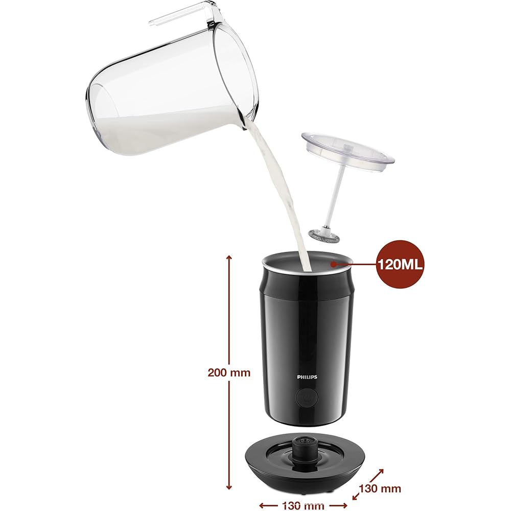 Melkopschuimer Mousseur à lait Philips Milk Twister CA6500/63 Noir avec mousse chaude et froide Taille unique : Cuisine et Maison