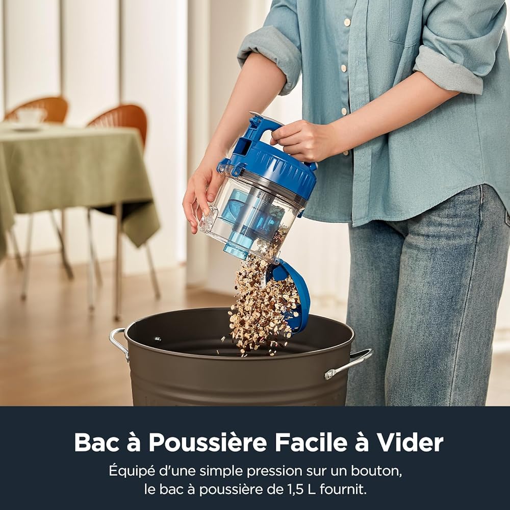 Eureka WhirlWind Aspirateur sans Sac, Aspirateur Traîneau silencieux, Aspirateur Cyclonique Léger et Puissant pour Tapis, Sols Durs, Poils d'Animaux et Poussière, 700W, 1,5L, Bleu : Cuisine et Maison