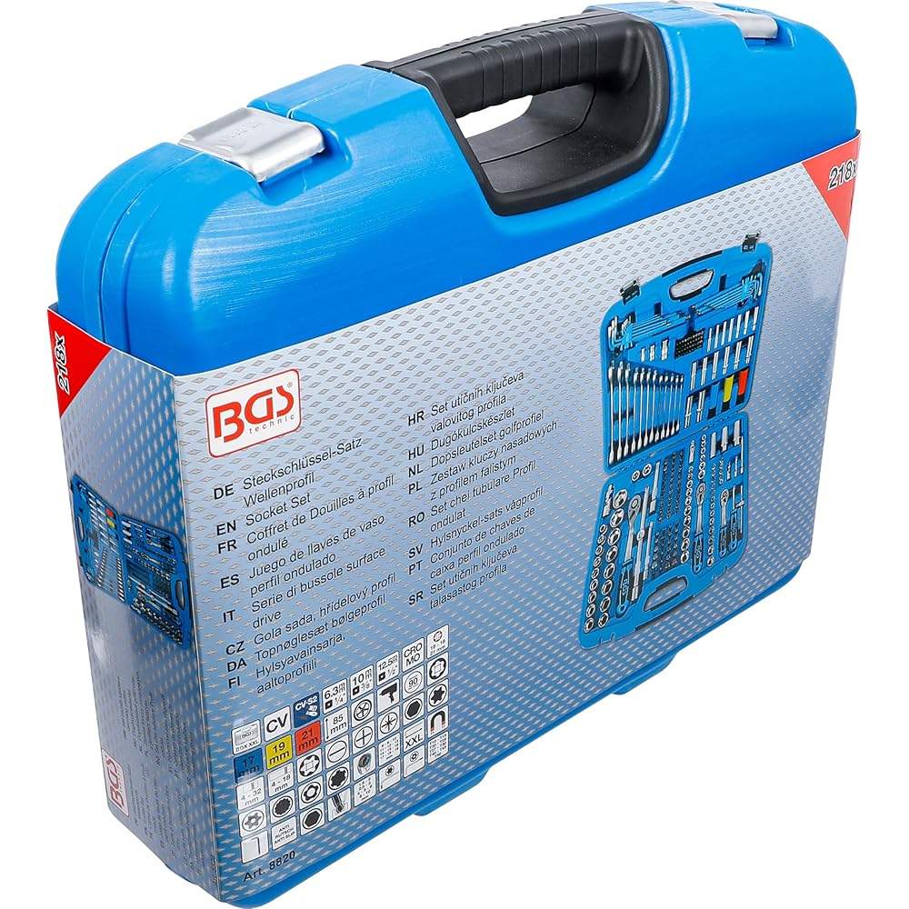 BGS 8820 | Coffret de Douilles à profil ondulé | 6,3 mm (1/4") / 10 mm (3/8") / 12,5 mm (1/2") | 218 pièces : Bricolage