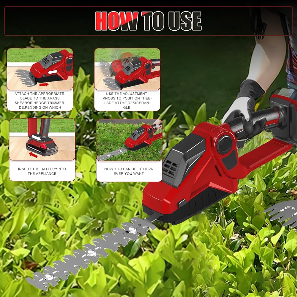 Hedge Brushless Taille Haie Batterie Compatible avec Milwaukee 18V M18 Cisailles à arbustes électriques Sculpte Haie et Taille Herbes sans Fil Taille Haie Electrique Cisaille à Gazon (sans Batterie) : Jardin