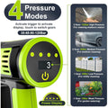 highsam Pressure Washer Nettoyeur haute pression sans fil 4 vitesses max. 120 bar avec 2 batteries 4,0 Ah, buse rotative 6 en 1 et 180 °, tuyau de 5 m : Jardin