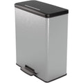 CURVER Poubelle Deco Rectangle 65L, Gris Métallisé, pour Cuisine, Buanderie, Garage, 486x284x615 mm, PP 100% recyclé, packaging renforcé : Cuisine et Maison