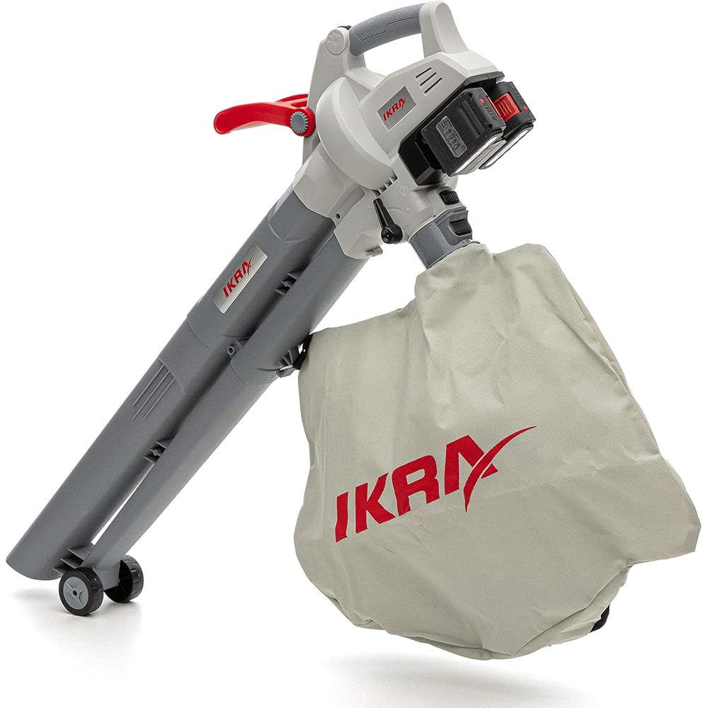 Ikra Aspirateur-souffleur à batterie ICBV 2/20, 2x batteries, 1x double charger rapide, 2x sac de ramassage inclus : Jardin