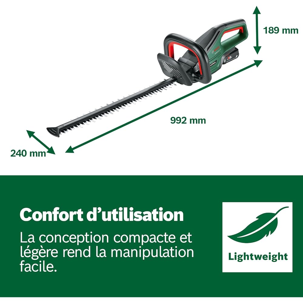 Bosch Home and Garden Taille-Haies sans Fil UniversalHedgeCut 18V-50 (sans Batterie, système 18V, Moteur Brushless, Longueur de la Lame : 50 cm, avec Gants de Jardinage XL, dans Une boîte en Carton) : Jardin