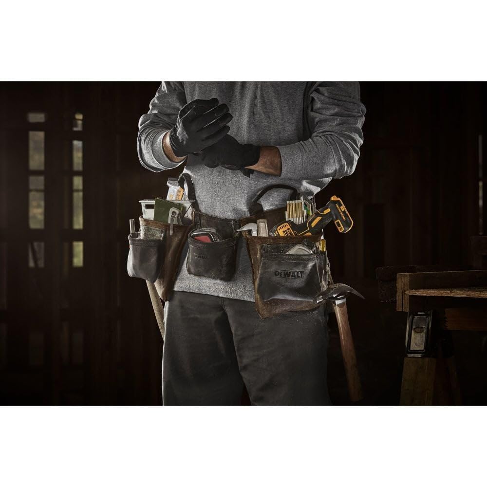 DEWALT Ceinture à outils en cuir, durable, ceinture professionnelle à 11 poches (DWST550112) : Bricolage