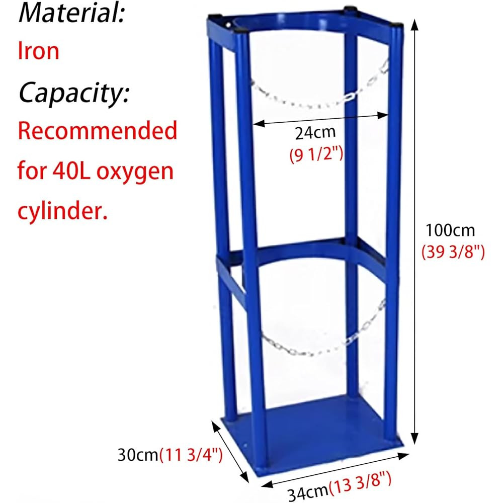 Support de bouteille d'oxygène robuste - Support de bouteille de gaz en métal sur pied pour le stockage en usine et au garage, conception à étagère fixe (longueur 34 cm, 13 3/8") - Support d : Commerce, Industrie et Science