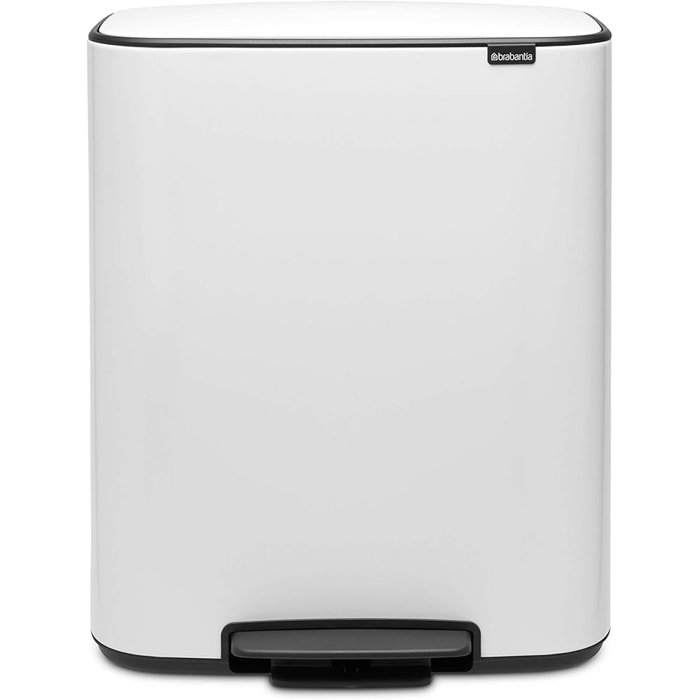 Brabantia - 211300 - Poubelle à pédale Bo, avec 1 seau intérieur, 60L - Blanc : Cuisine et Maison