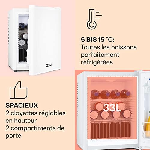 Klarstein Mini frigo de chambre 30L silencieux, réglable 5-15°C