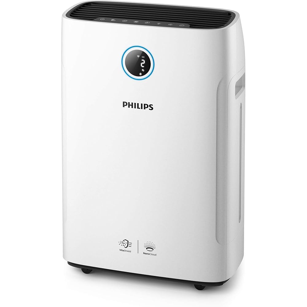 Philips Séries 2000i Purificateur d'Air et Humidificateur 2 en 1 - Contrôle par Appli, Élimine Germes, Poussière, Allergènes, jusqu'à 65 m², 4 Vitesses, Mode Veille (AC2729/10) : Cuisine et Maison