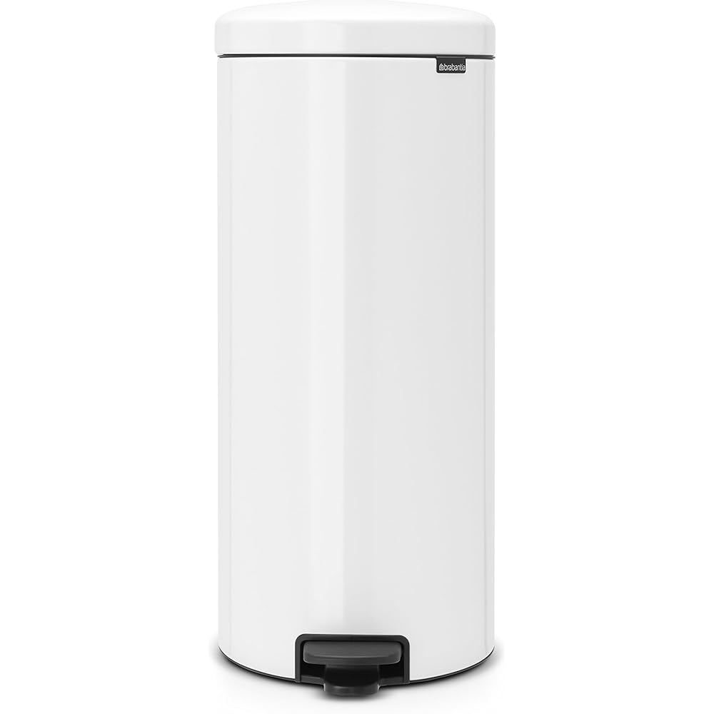 Brabantia 111785 New Icon Poubelle à Pédale Acier Inoxydable Blanc 30 x 34 x 67,5 cm 30 L : Cuisine et Maison