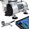 Timbertech Kit d'aérographe avec compresseur d'air ABPST05 avec un débit d'air puissant et une pression de travail élevée pour passe-temp, tatouage, graphique et toute autre application à l'aérographe : Cuisine et Maison