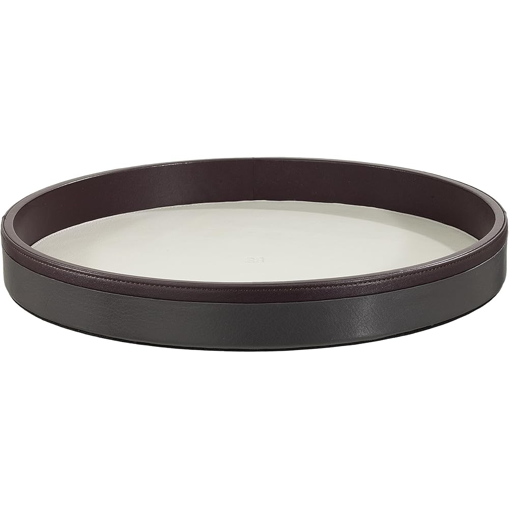 DuDu Plateau de Service Rond en Cuir Diamètre 32cm Multicouleur Porte-Objets pour la Maison et Le Burear Design Raffiné Anthracite : Mode