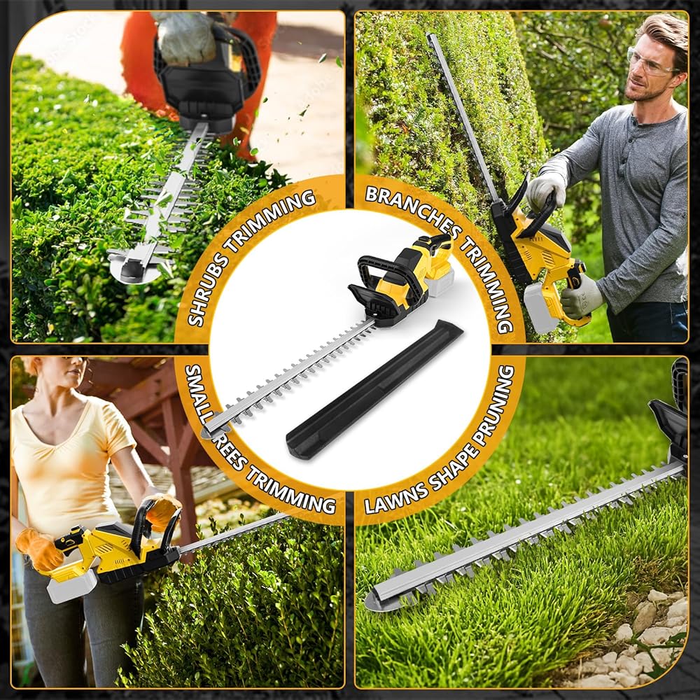 Taille-haie sans Fil Compatible avec Dewalt 20V Batterie (sans Batterie), 3000RPM Cisaille à Haies électrique sans balais avec Lame de 52cm et tête pivotante à 180° : Jardin